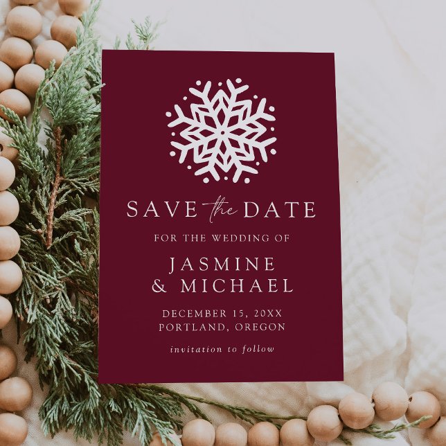 Save The Date Simple Vin au Flocon de Neige (Créateur téléchargé)