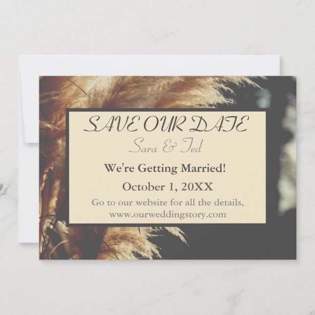 Save The Date Simplement Elegant Pampas Grass Notre Mariage (Devant)