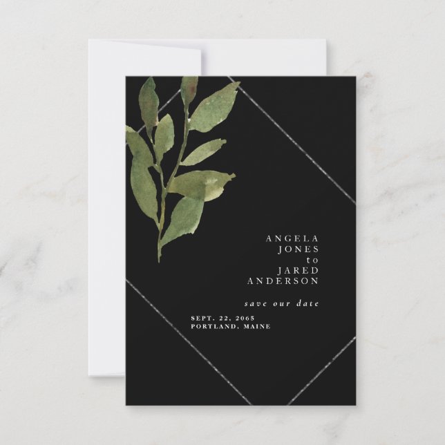 Save The Date Simplicité et verdure Mariage noir (Devant)