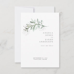 Save The Date Simplicité & Foliage Mariage blanc Sauvez notre da