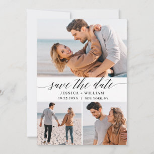 Save The Date Simply Elegant 3 Photo Mariage Heart Enregistrer L