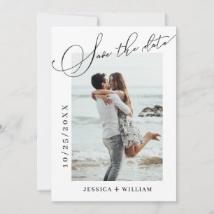 Save The Date Simply Elegant Calligraphy Wedding Photo