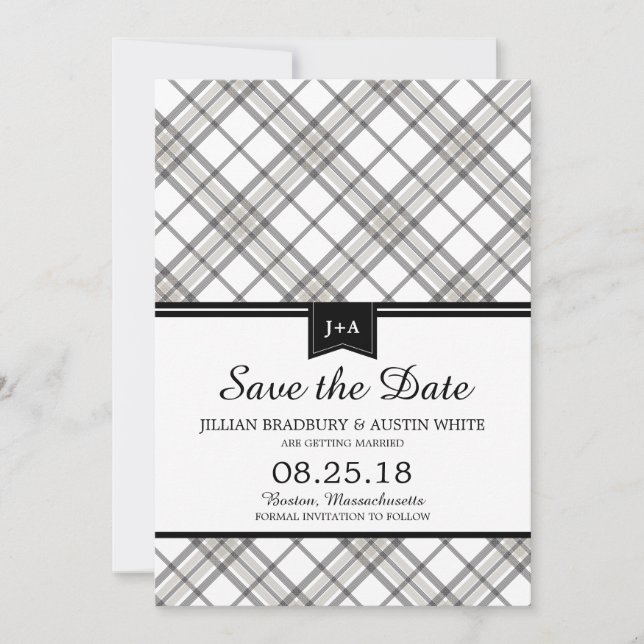 Save The Date Simply Plaid | Sauvegarder la date (Devant)