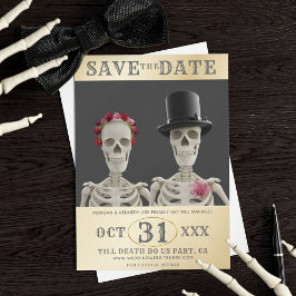 Save the Date Skeletons Oktober Halloween Hochzeit