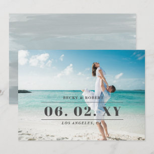 Save The Date Sky Blue Stylish Simple Modern Typographie Photo