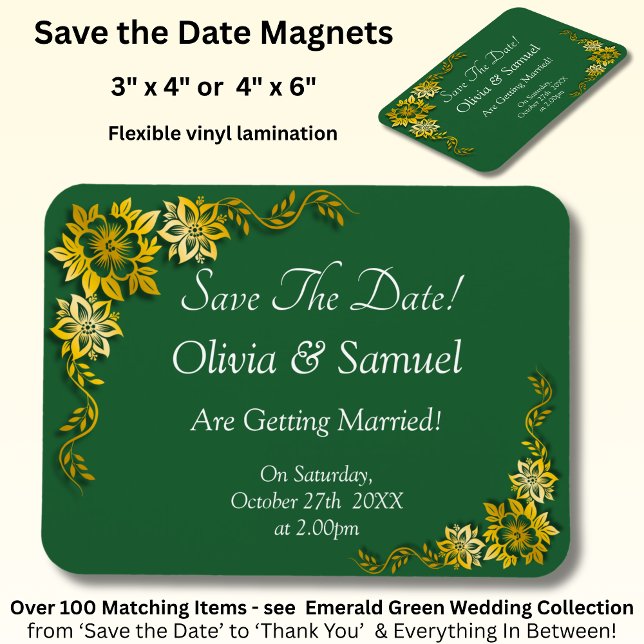 Save The Date - Smaragdgrün & Gold Magnet (Von Creator hochgeladen)