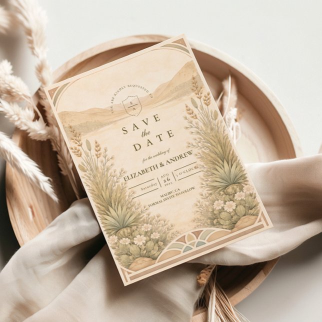 Save The Date Soft Neutral Desert Florals Wedding (Créateur téléchargé)