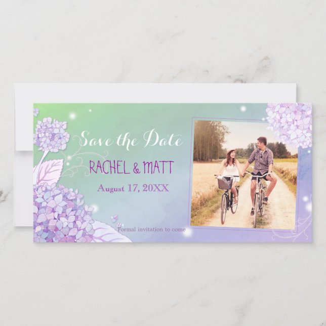 Save The Date Soirée Hydrangeas Mariage Photo Enregistrer la dat (Devant)