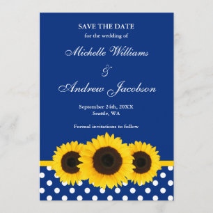 Save The Date Soleil bleu et blanc Polka point Enregistrer la da