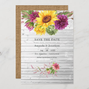 Save The Date Soleil et Bourgogne Plum Floral Rustic Mariage Pho