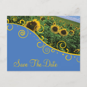 Save the Date - Sonnenblumen Ankündigungspostkarte