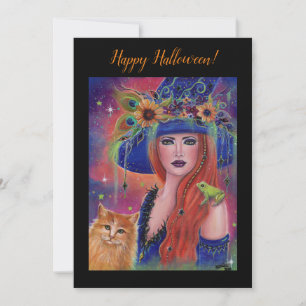 Save The Date Sorcière d'Halloween et grenouille par Renee Lavoi