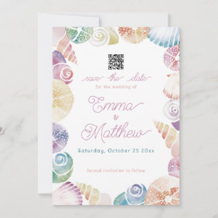 Save The Date Sous l'eau Aquarelle Fantaisiste Photo & QR