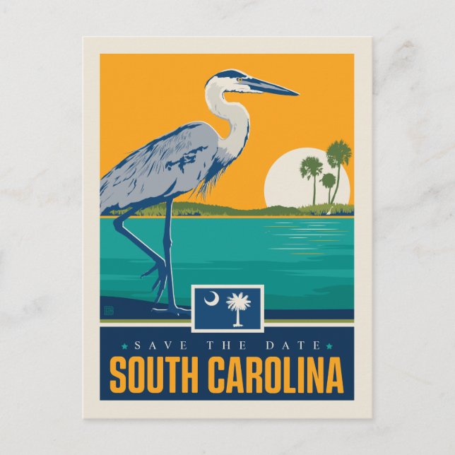 Save The Date | South Carolina Einladungspostkarte (Vorderseite)