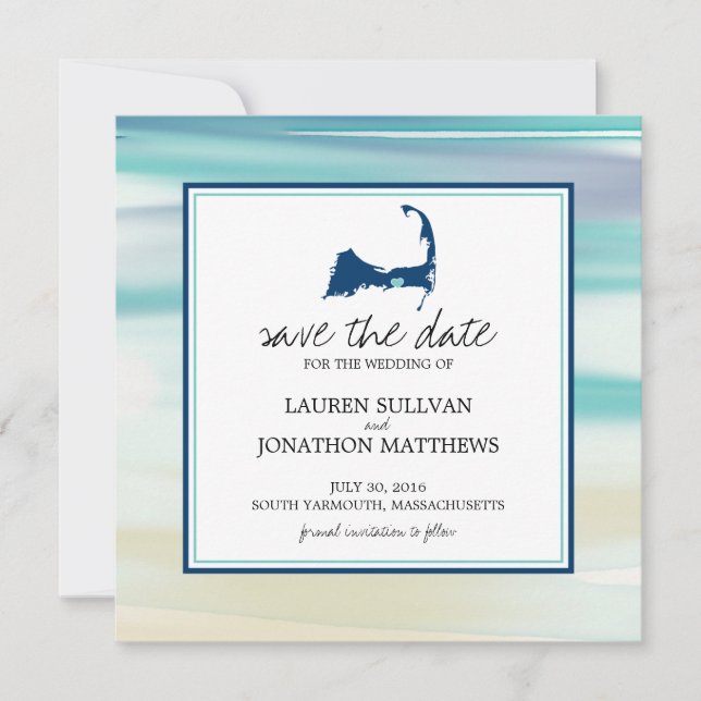 Save The Date South Yarmouth Cape Cod Watercolor Enregistrer la  (Devant)
