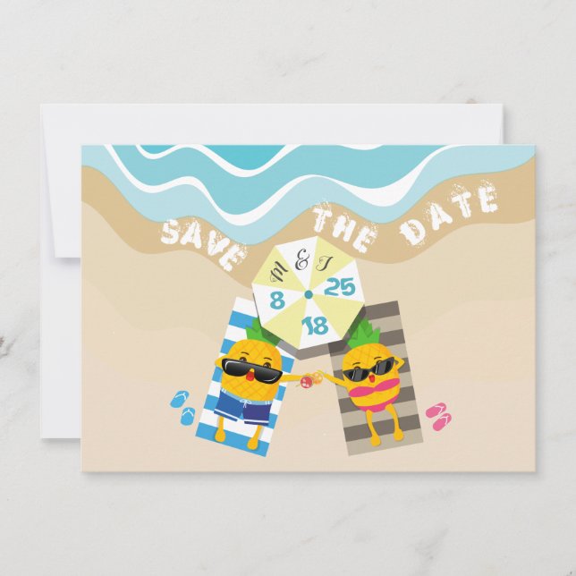 Save the Date spielerische Ananas (Vorderseite)