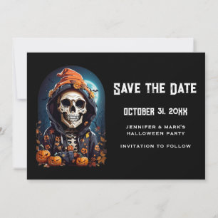 Save The Date Squelette déplaisant & Halloween Citrouille d'auto