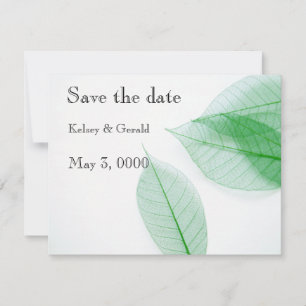 Save The Date Squelettes de feuilles sur blanc
