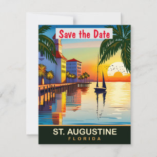 Save The Date St. Augustine, Floride, Travel Postcard,