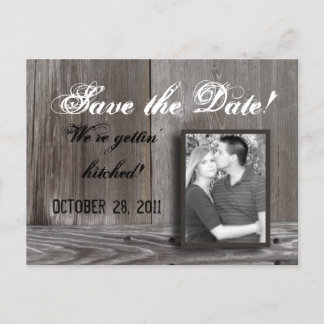 Save the Date Stallholz-Postkarte Ankündigungspostkarte