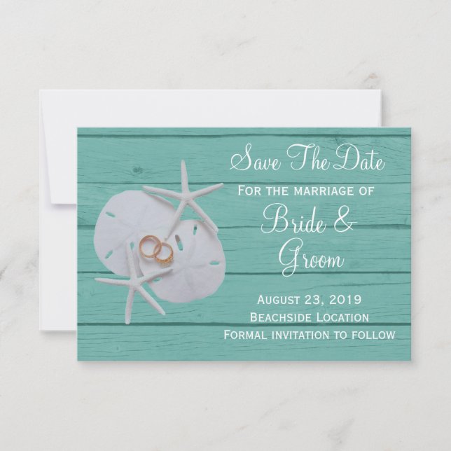 Save The Date Starfish Dollar Sand Enregistrer La Date Mariage (Devant)