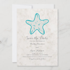 Save The Date Starfish rustique Turquoise Enregistrer l'Invitati
