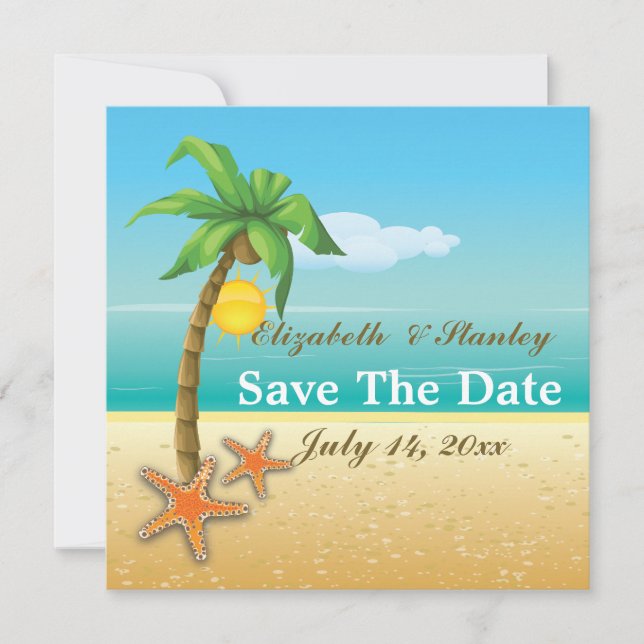 Save The Date Starfish sur le mariage de la plage Enregistrer la (Devant)