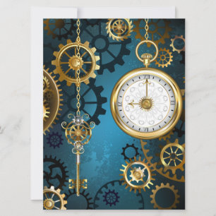 Save The Date Steampunk Arrière - plan turquoise avec Gears