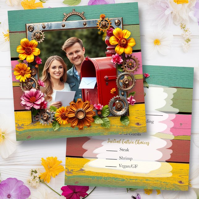 Save The Date Steampunk coloré Mariage personnalisé RSVP (Créateur téléchargé)