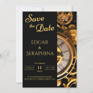 Save The Date Steampunk Extravaganza Vintage Clockwork Mariage