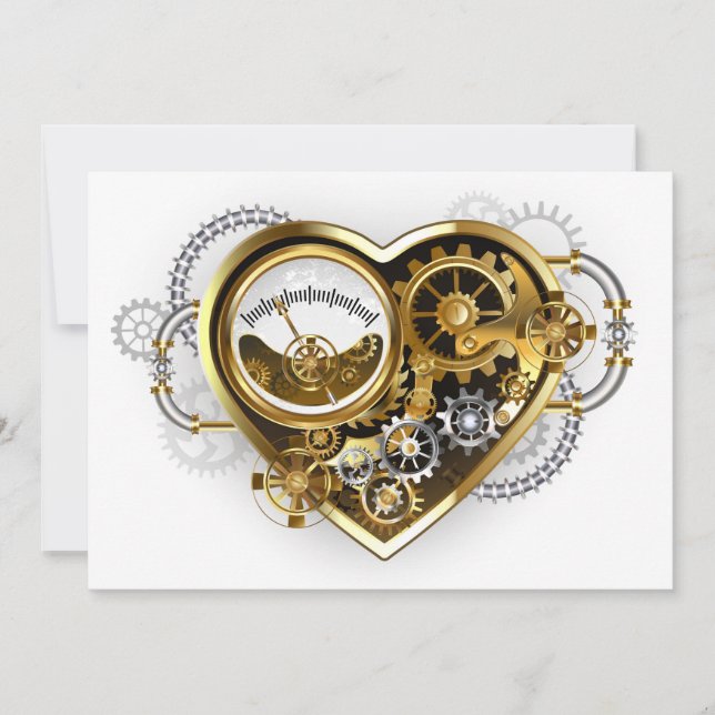 Save The Date Steampunk Heart with a Manometer (Devant)