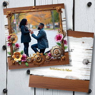 Save The Date Steampunk Mariage personnalisé en métal et en bois