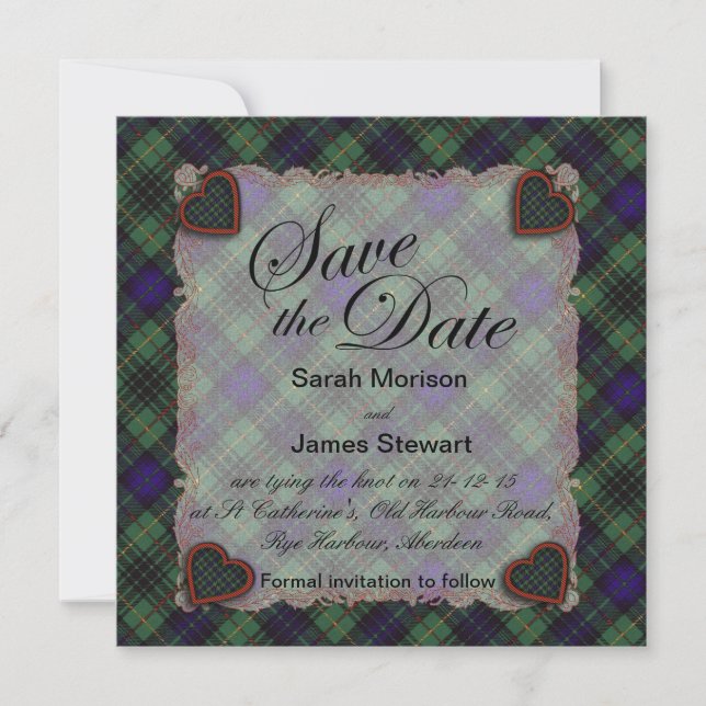 Save The Date Stewart Hunting Scottish clan tartan - Plaid (Devant)