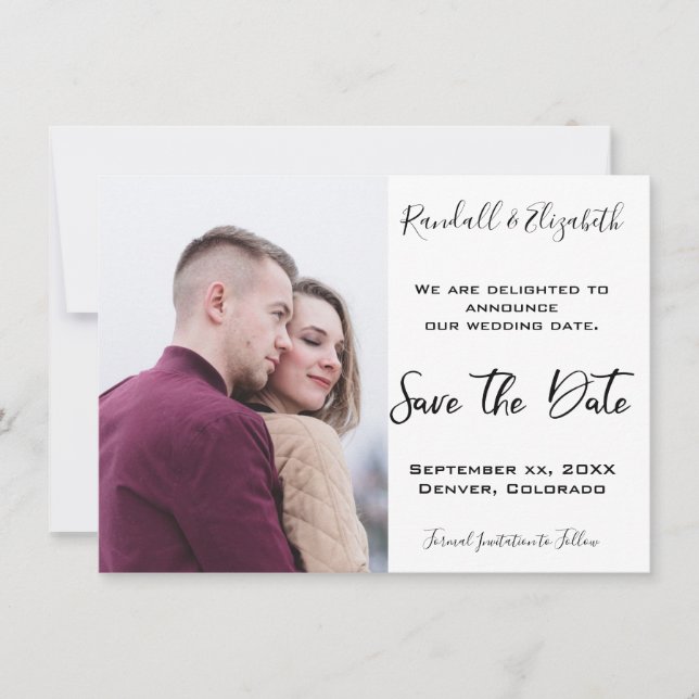 Save the Date Stilvolles Lila Foto Einladung (Vorderseite)