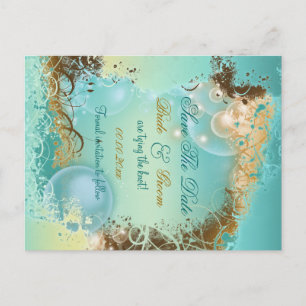 "Save the Date" Strand Thema Hochzeit Aqua Ankündigungspostkarte