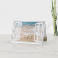 Save the Date Strandherzen im Fenster