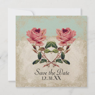 Save The Date Style baroque Rose Vintage Mint n Crème Lace