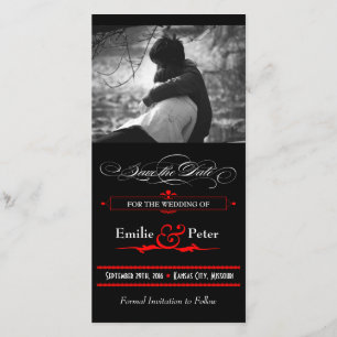 Save The Date Style d'affiche rouge et noir Enregistrer la date