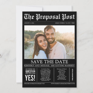 Save The Date Style de journal amusant Noir Enregistrer la photo
