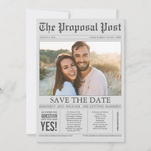 Save The Date Style de journal Fun Grey Enregistrer la date Phot