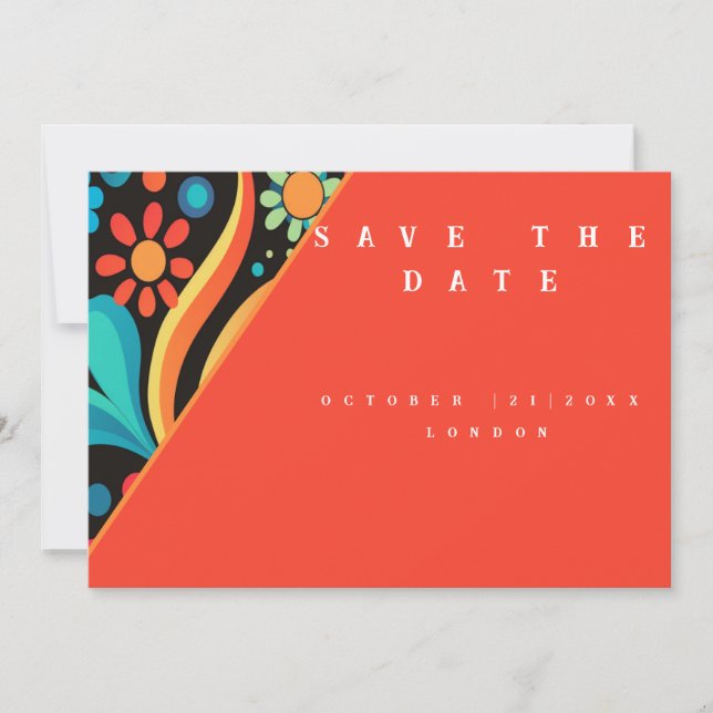 Save The Date Style dynamique des années 70 (Devant)