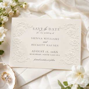Save The Date Style Floral Élégant en Relief