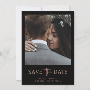 Save The Date Style Minimaliste Rose Gold et Noir   Une Photo