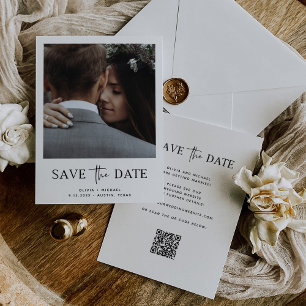 Save The Date Style minimaliste   Une photo et un code QR