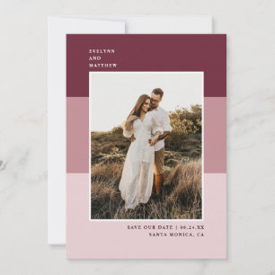 Save The Date Style moderne couleur bloc photo   Baie