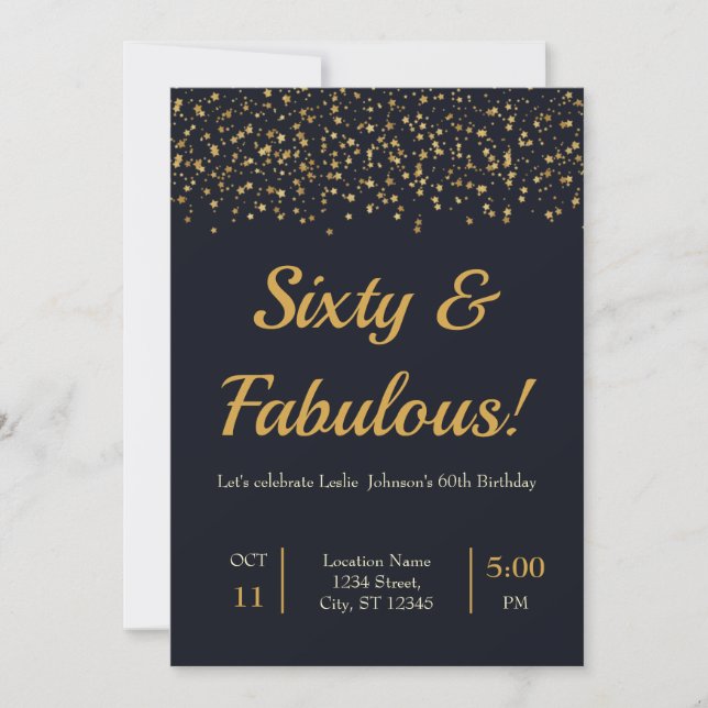 Save The Date Style N'Importe Quel Âge Or Étoiles Anniversaire (Devant)