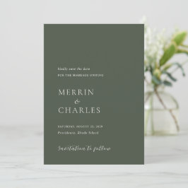 Save The Date Style Olive Green Photo Mariage moderne