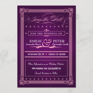 Save The Date Style poster vintage violet Enregistrer la date
