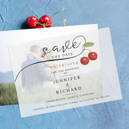 Save the Date stylische Hübsche Red Cherry Wedding