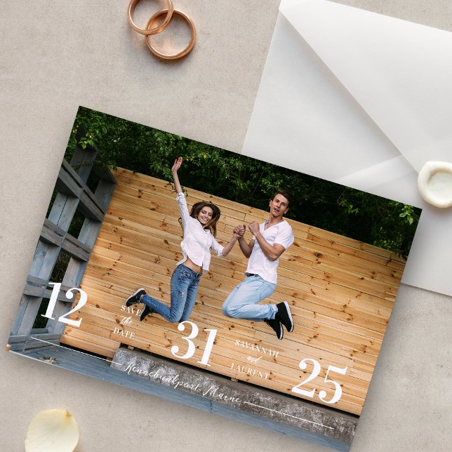 Save The Date Stylish & Fun Unmatched Wedding Photo Card (Stylish & Fun Unmatched Wedding Photo Card Save the Date with Envelope.)